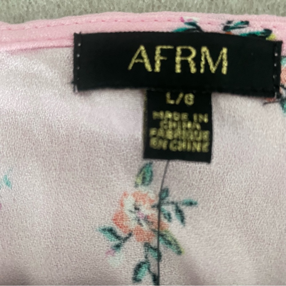 AFRM Pink Floral Print Crop Smocked Top Size Large - Picture 4 of 9